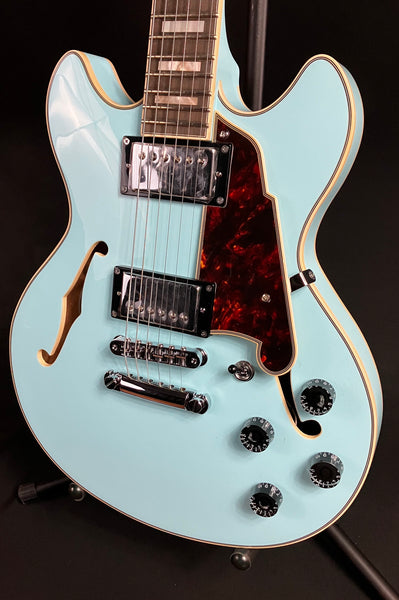 D'Angelico Premier DC Semi-Hollow Body Electric Guitar Sky Blue Finish w/ Gig Bag