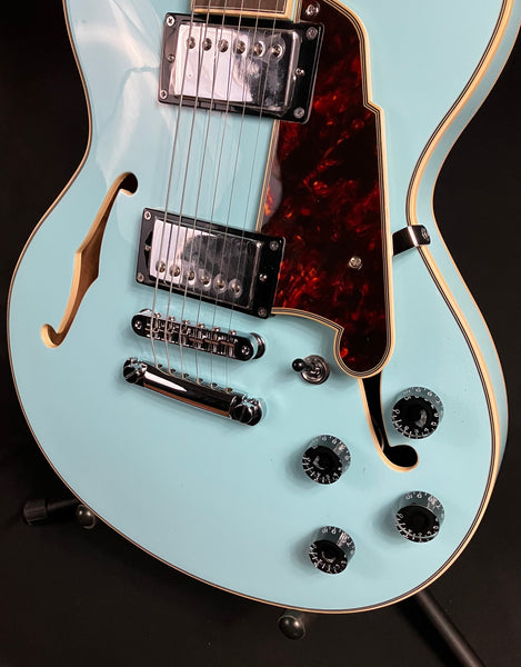 D'Angelico Premier DC Semi-Hollow Body Electric Guitar Sky Blue Finish w/ Gig Bag