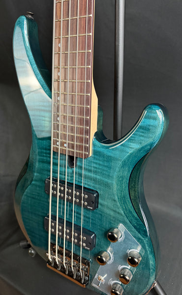 Yamaha TRBX605FM 5-String Bass Guitar Flamed Indigo Blue (374)