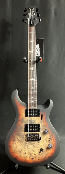 PRS SE Custom 24-08 "Exotic" Poplar Burl Electric Guitar Charcoal Cherry Midnight Burst (718)