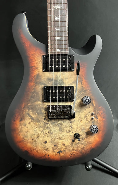 PRS SE Custom 24-08 "Exotic" Poplar Burl Electric Guitar Charcoal Cherry Midnight Burst (718)
