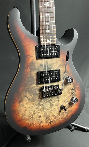 PRS SE Custom 24-08 "Exotic" Poplar Burl Electric Guitar Charcoal Cherry Midnight Burst (718)