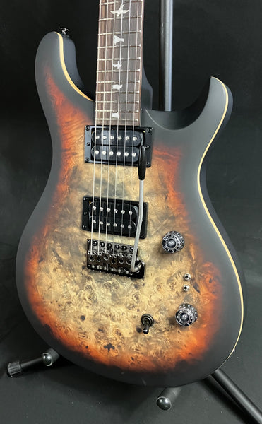 PRS SE Custom 24-08 "Exotic" Poplar Burl Electric Guitar Charcoal Cherry Midnight Burst (718)