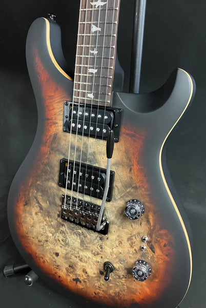 PRS SE Custom 24-08 "Exotic" Poplar Burl Electric Guitar Charcoal Cherry Midnight Burst (718)