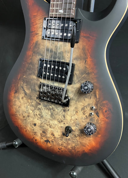PRS SE Custom 24-08 "Exotic" Poplar Burl Electric Guitar Charcoal Cherry Midnight Burst (718)