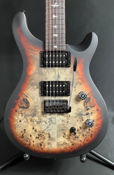 PRS SE Custom 24-08 "Exotic" Poplar Burl Electric Guitar Charcoal Cherry Midnight Burst (227)
