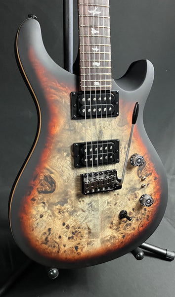 PRS SE Custom 24-08 "Exotic" Poplar Burl Electric Guitar Charcoal Cherry Midnight Burst (227)