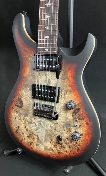 PRS SE Custom 24-08 "Exotic" Poplar Burl Electric Guitar Charcoal Cherry Midnight Burst (227)