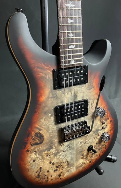 PRS SE Custom 24-08 "Exotic" Poplar Burl Electric Guitar Charcoal Cherry Midnight Burst (227)