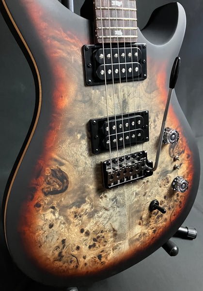 PRS SE Custom 24-08 "Exotic" Poplar Burl Electric Guitar Charcoal Cherry Midnight Burst (227)