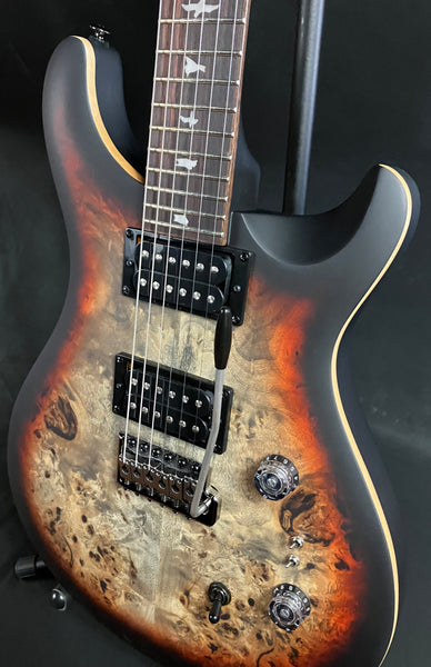PRS SE Custom 24-08 "Exotic" Poplar Burl Electric Guitar Charcoal Cherry Midnight Burst (227)