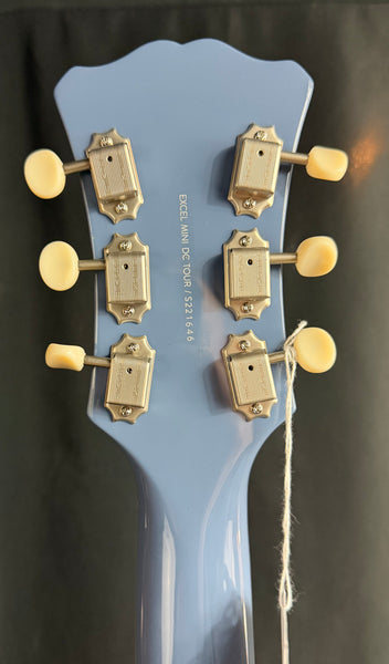 D'Angelico Excel Mini DC Tour Semi-Hollow Body Electric Guitar Slate Blue w/ Gig Bag