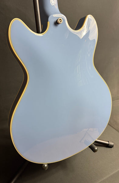D'Angelico Excel Mini DC Tour Semi-Hollow Body Electric Guitar Slate Blue w/ Gig Bag