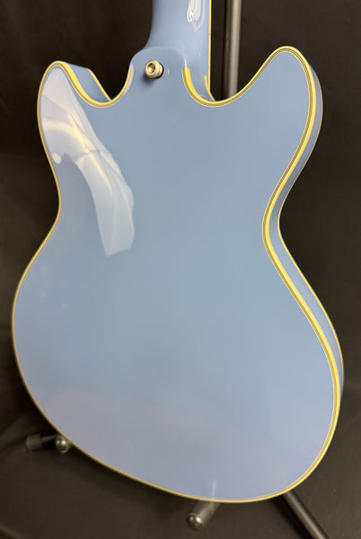 D'Angelico Excel Mini DC Tour Semi-Hollow Body Electric Guitar Slate Blue w/ Gig Bag
