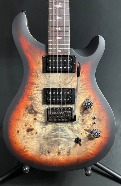 PRS SE Custom 24-08 "Exotic" Poplar Burl Electric Guitar Charcoal Cherry Midnight Burst (714)