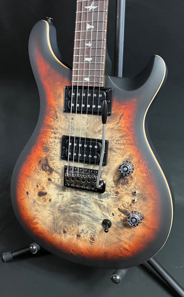 PRS SE Custom 24-08 "Exotic" Poplar Burl Electric Guitar Charcoal Cherry Midnight Burst (714)