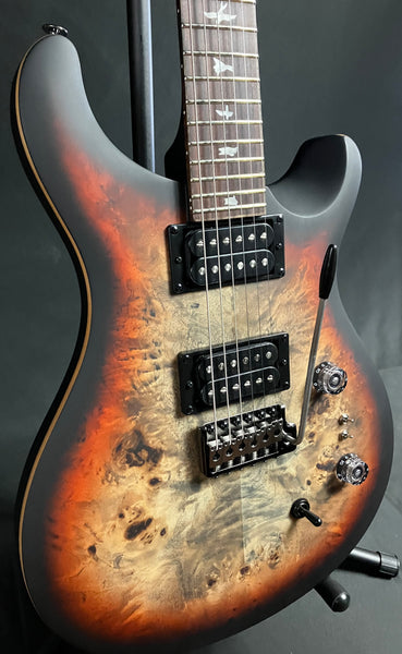 PRS SE Custom 24-08 "Exotic" Poplar Burl Electric Guitar Charcoal Cherry Midnight Burst (714)