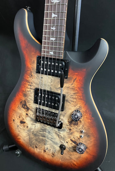 PRS SE Custom 24-08 "Exotic" Poplar Burl Electric Guitar Charcoal Cherry Midnight Burst (714)