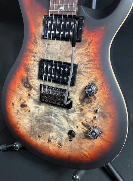 PRS SE Custom 24-08 "Exotic" Poplar Burl Electric Guitar Charcoal Cherry Midnight Burst (714)