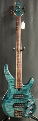 Yamaha TRBX604FM 4-String Bass Guitar Flamed Maple Indigo Blue Finish