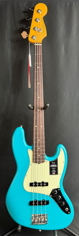Fender American Professional II Jazz Bass 4-String Bass Guitar Miami Blue Finish w/ OHSC