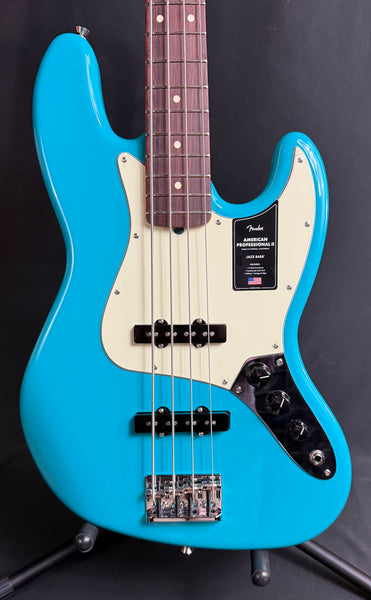 Fender American Professional II Jazz Bass 4-String Bass Guitar Miami Blue Finish w/ OHSC