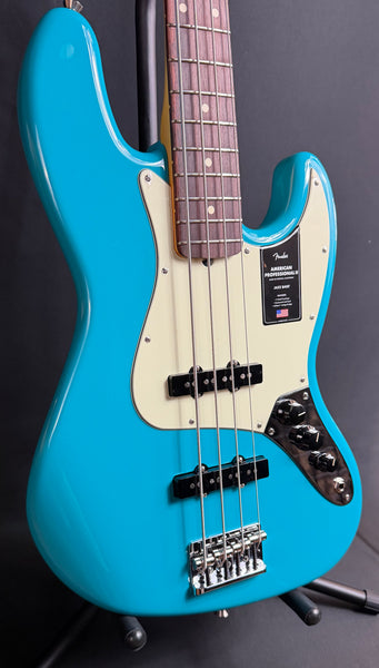 Fender American Professional II Jazz Bass 4-String Bass Guitar Miami Blue Finish w/ OHSC