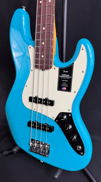 Fender American Professional II Jazz Bass 4-String Bass Guitar Miami Blue Finish w/ OHSC