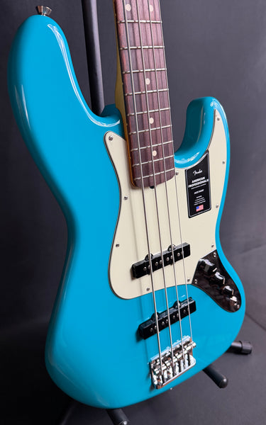 Fender American Professional II Jazz Bass 4-String Bass Guitar Miami Blue Finish w/ OHSC