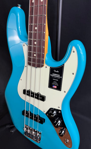Fender American Professional II Jazz Bass 4-String Bass Guitar Miami Blue Finish w/ OHSC