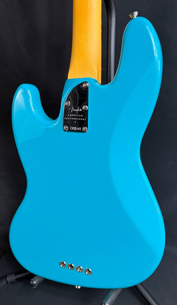 Fender American Professional II Jazz Bass 4-String Bass Guitar Miami Blue Finish w/ OHSC