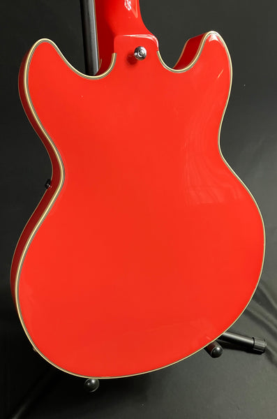 D'Angelico Premier Mini DC Semi-Hollow Body Electric Guitar Fiesta Red Finish w/ Gig Bag