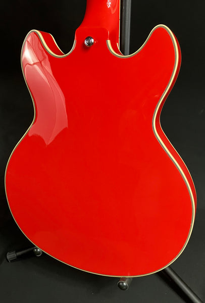 D'Angelico Premier Mini DC Semi-Hollow Body Electric Guitar Fiesta Red Finish w/ Gig Bag
