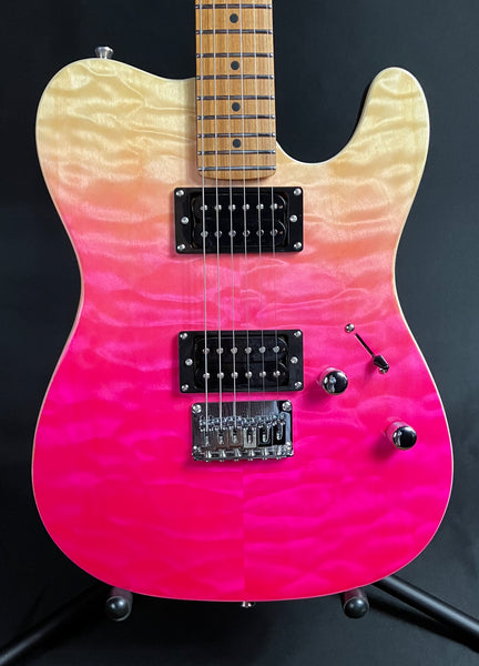 JET Guitars JT-450 Tele-Style Electric Guitar Quilted Pink Fade Finish