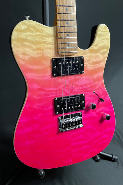 JET Guitars JT-450 Tele-Style Electric Guitar Quilted Pink Fade Finish
