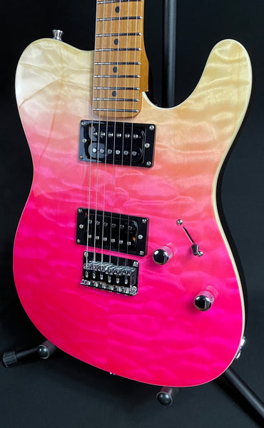 JET Guitars JT-450 Tele-Style Electric Guitar Quilted Pink Fade Finish