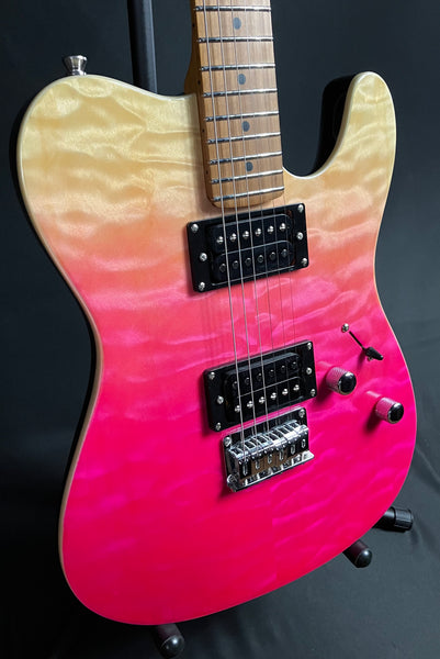 JET Guitars JT-450 Tele-Style Electric Guitar Quilted Pink Fade Finish