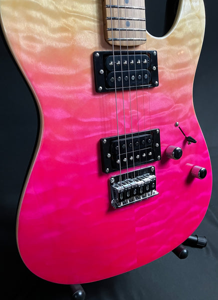 JET Guitars JT-450 Tele-Style Electric Guitar Quilted Pink Fade Finish