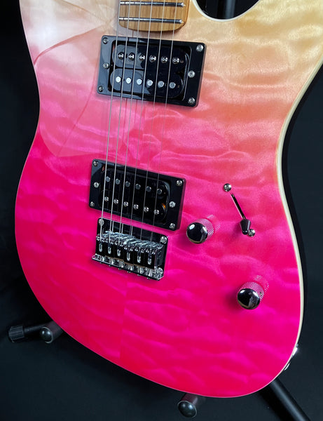 JET Guitars JT-450 Tele-Style Electric Guitar Quilted Pink Fade Finish