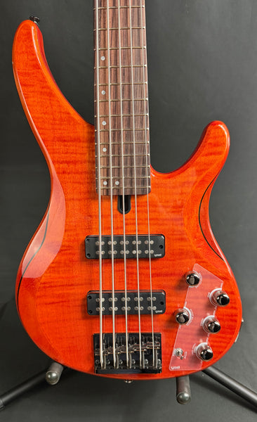 Yamaha TRBX605FM 5-String Bass Guitar Flamed Caramel Brown Finish (353)