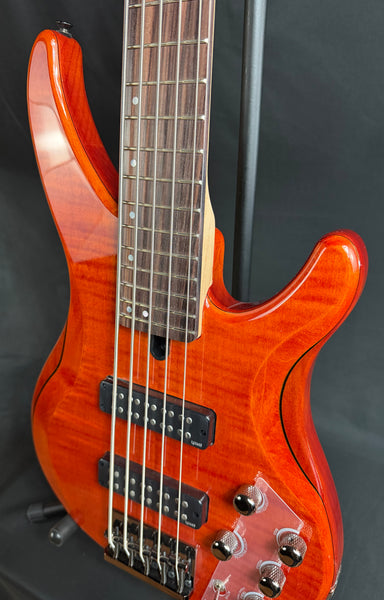Yamaha TRBX605FM 5-String Bass Guitar Flamed Caramel Brown Finish (353)