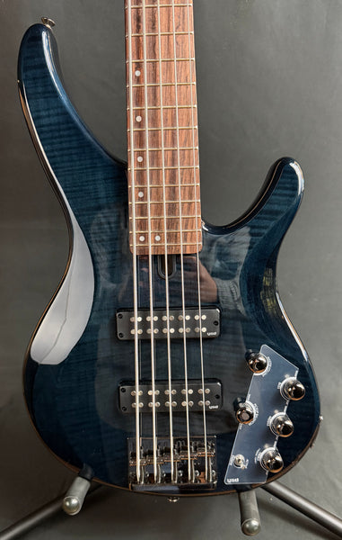 Yamaha TRBX605FM 5-String Bass Guitar Flamed Transparent Black Finish