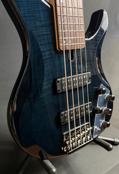 Yamaha TRBX605FM 5-String Bass Guitar Flamed Transparent Black Finish