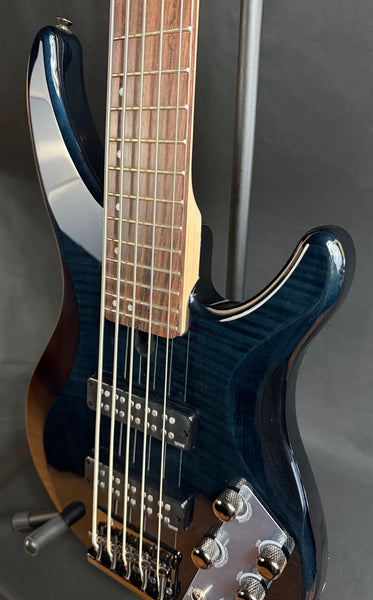 Yamaha TRBX605FM 5-String Bass Guitar Flamed Transparent Black Finish