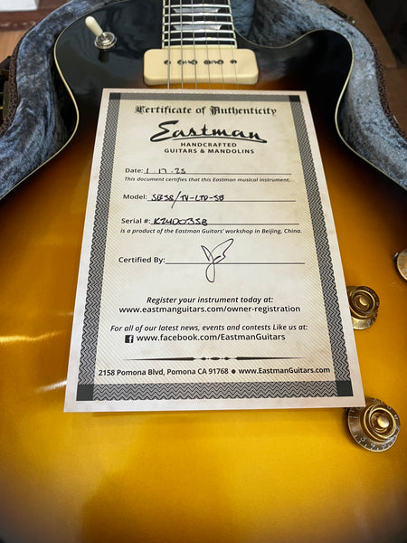 Eastman SB58/TV Limited Edition Electric Guitar Truetone Vintage Sunburst w/ Case