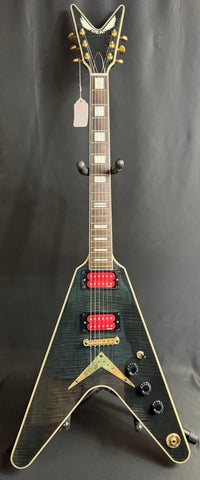Dean Black Gold Flying V Electric Guitar Transparent Black Finish w/ OHSC