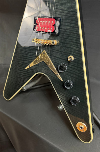 Dean Black Gold Flying V Electric Guitar Transparent Black Finish w/ OHSC