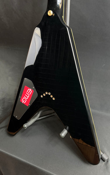 Dean Black Gold Flying V Electric Guitar Transparent Black Finish w/ OHSC