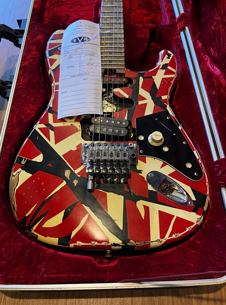 EVH Striped Series Frankenstein Relic Electric Guitar Red w/ Black Stripes w/ OHSC