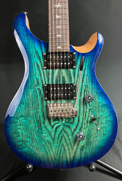 PRS SE Custom 24 "Exotic" Burled Ash Limited Edition Electric Guitar Lake Blue